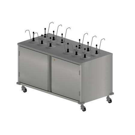 Bk Resources Stainless Steel Double Sided 3 Condiment Cart With 12 Pumps 60"L x 30"W CC-R-6012D